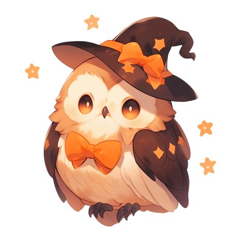 Cute Kawaii Magical Halloween Owl Sticker Owl Concept Art, Owl Artwork Illustrations, Graypillow Art, Owl Anime, Owl Character Design, Halloween Character Design, Art Observation, Owl Kawaii, Chibi Owl