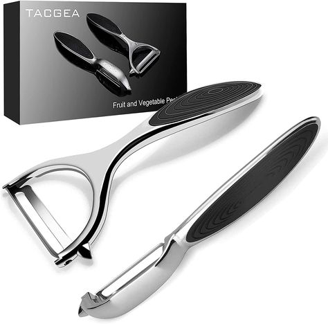 TACGEA Vegetable Peeler for Kitchen, Potato Peelers for Fruit Straight Blade, Durable Non-Slip Handle, Set of 2 Twin Blades, Potatoes Carrots, Fruit Peeler, Straight Blade, Potato Peeler, Essential Kitchen Tools, Silicone Spatula, Vegetable Peeler, Kitchen Tools And Gadgets