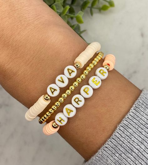 Clay Bracelet Ideas Aesthetic, Bracelet Buisness, Aesthetic Clay, Magic Jewelry, Mama Bracelet, Girls Bracelet, Multiple Bracelets, Word Bracelet, Clay Bracelet