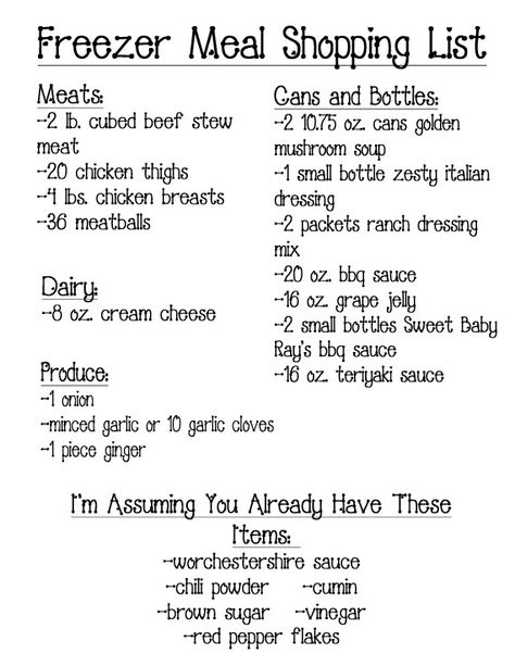 How I made 10 freezer meals in an hour and 15 minutes! Includes free printable grocery list, recipes, tutorial and more! Sweet Baby Rays Bbq Chicken, Meal Shopping List, Chicken Sweet And Sour, Cafe Rio Chicken, Sweet Baby Rays, Free Printable Grocery List, Cafe Rio, Freezable Meals, Make Ahead Freezer Meals