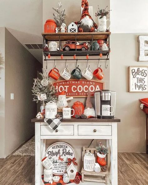 Beverage Bars, Chirstmas Decor, Coffee Bar Home, Hot Cocoa Bar, Hot Chocolate Bars, Cocoa Bar, Christmas Home Decor, Too Soon, Farmhouse Christmas Decor