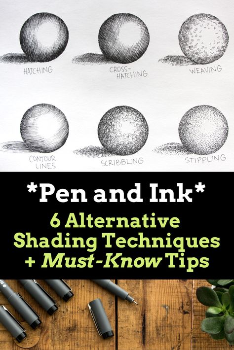 In this video tutorial, I explain the most popular alternative shading techniques that you can use to increase the realism and depth in your pen and ink work. I share how to shade spheres with hatching, crosshatching, weaving, contour lines, scribbling, and stippling.   #PenAndInk #ShadingTechniques #ArtisticDepth #IllustrationTips Ink Shading Techniques, Stippling For Beginners, Pen Drawing For Beginners, Contour Hatching Drawing, Ink Pen Drawings Cross Hatching, How To Stipple, Contour Shading Drawing, Sketching Techniques For Beginners, How To Shade With Pen