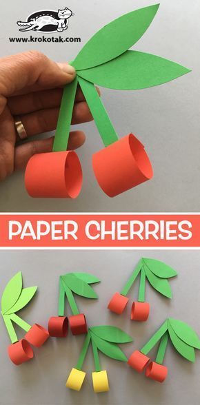 paper cherries Vegetables Craft, Fruit Crafts, Art N Craft, Paper Crafts For Kids, Construction Paper, Preschool Art, Craft Activities For Kids, Summer Crafts, Spring Crafts