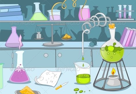 Chemical Laboratory. Cartoon Background. Vector IllustrationEPS 10 . Laboratory Cartoon, Chemical Laboratory, Laboratory Design, Biology Labs, Mad Science, Booklet Design, Laboratory Science, Science Lab, Cartoon Background