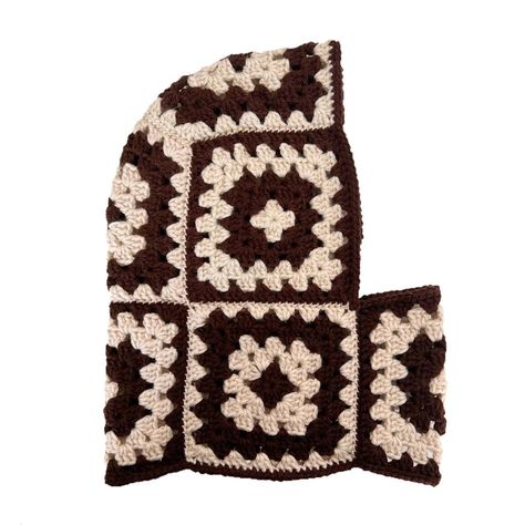 Crochet Balaclava, Granny Square Balaclava,Handmade Brown And Cream Balaclava, Granny Square Brown, Granny Square Hat Crochet, Square Hat Crochet, Brown Granny Square, Balaclava Granny Square, Granny Square Balaclava, Balaclava Crochet, Crochet Balaclava, Crochet Winter Hats