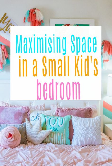 How to decorate and maximise space in a small kid's bedroom and make it look amazing and much bigger  #childsbedroom #kidsbedroom #bedroom  #childrensbedroom 8 Year Okd Girls Bedroom, Small Bedroom Kids Storage, Little Room Girls Small Spaces, Kids Bedroom Layout Floor Plans, Small Girls Bedroom Layout, Five Year Old Bedroom, Girl Bedroom Ideas For Small Rooms, Kids Small Bedroom Organization, Small Room Toddler Girl