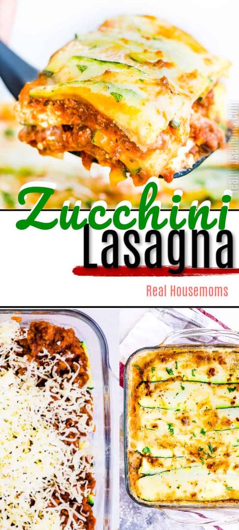 Zucchini Lasagna made with zucchini slices instead of pasta sheets, beef sauce, ricotta, and mozzarella cheese is low carb and gluten free! #RealHousemoms #lowcarb #lasagna #zucchini Lasagna Zucchini, Lasagna With Ricotta, Lasagna Recipe With Ricotta, Healthy Low Fat Recipes, Low Carb Soup Recipes, Beef Sauce, Low Fat Low Carb, Low Carb Low Fat Recipes, Zucchini Lasagna