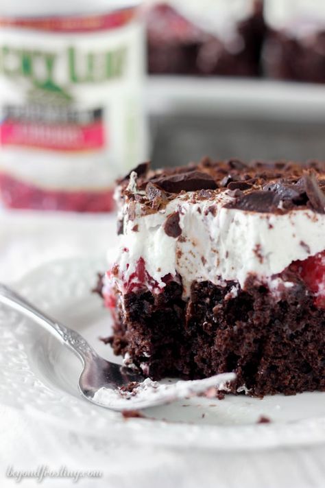 Black Forest Poke Cake Black Forest Cake With Strawberries, Black Forest Poke Cake, Gooey Chocolate Cake, Black Forrest, Fresh Whipped Cream, Chocolate Poke Cake, Dump Cakes, Leches Cake, Poke Cake Recipes