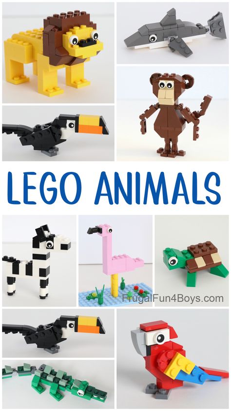 Lego Scenes Ideas, Lego Instructions Step By Step Printable, Lego Animals Instructions, Small Lego Builds, Simple Lego Builds, Lego Patterns, Lego Dinosaur, Easy Lego Creations, Lego Challenge