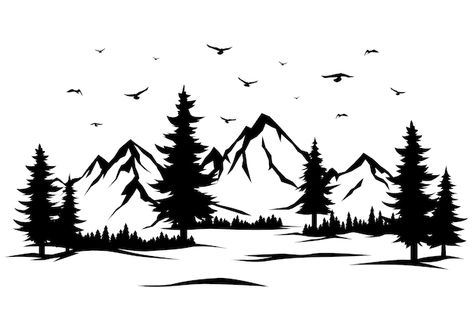 Free vector hand drawn mountain range si... | Free Vector #Freepik #freevector #mountain-outline #mountain-silhouette #outline #flat-design Mountain Outline, Landscape Silhouette, Silhouette Outline, Mountain Svg, Mountain Silhouette, Mountain Drawing, Laser Art, Silhouette Clip Art, Silhouette Images