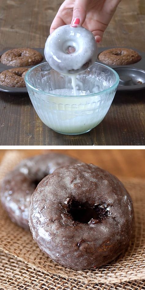 Baked Donut Recipes Chocolate, Baked Chocolate Doughnut Recipes, Dough Nuts Recipes, Best Baked Doughnuts Ever, Mini Chocolate Donut Recipe, Chocolate Cake Doughnut Recipe, Donuts In Donut Pan, Chocolate Donuts Fried, Donuts Baked In A Donut Pan