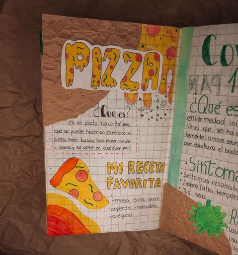 hola! en mi perfil subo cosas de manualidades y bullet jounal ♥ Pizza, Book Cover, Pizzas