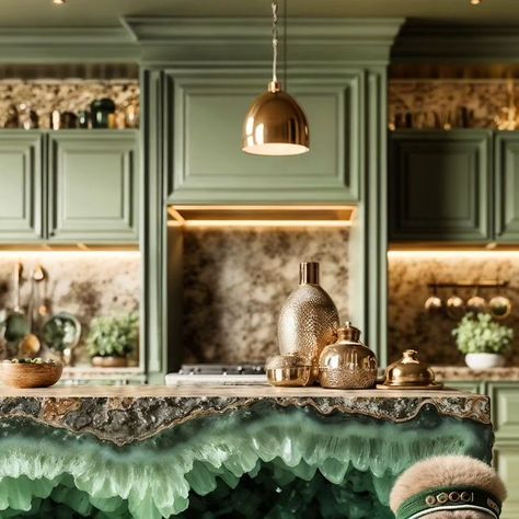 Geode Geode Interior Design, Geode Home Decor, Geode Art Print, 3 Piece Geode Wall Art, Green Geode, Geode Art, Luxury Kitchens, Island Style, May 17