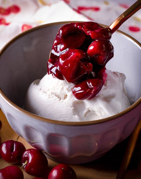 Cherry Sauce Made with Sweet Cherries Fresh Cherries Recipes, Sweet Cherry Recipes, Cherry Almond Muffins, Homemade Cherry Sauce, Cherries Recipes, Cherry Sauce Recipe, Cherry Oatmeal Cookies, Fresh Cherry Recipes, Cream Photography