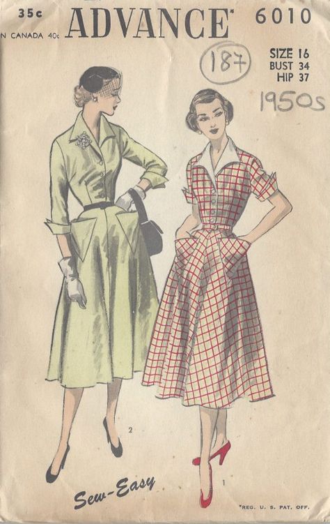 1950s-Vintage-Sewing-Pattern-B34-DRESS-187-251173281197 1950s Sewing Patterns, Vintage Vogue Sewing Patterns, Sew In Weave, London College Of Fashion, Scale Pattern, Vogue Sewing, Vogue Sewing Patterns, Couture Vintage, Vintage Vogue