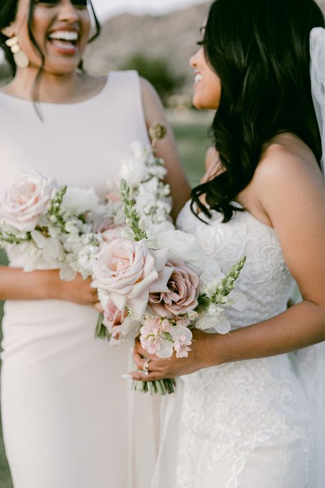 Rose Bridesmaid Bouquet, Blush Color Palette, Bridesmaid Bouquet White, Bridal Bouquet Spring, Lush Wedding, Pink And White Weddings, Wedding Flower Design, Wedding Aesthetics, Mauve Wedding