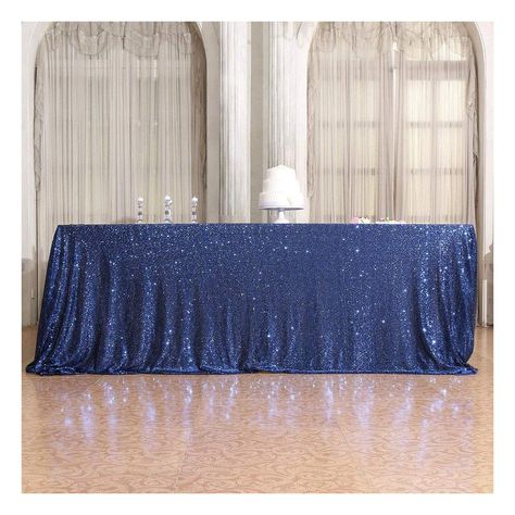 PRICES MAY VARY. Sequin Tablecloth Fabric covered with dense round sequins. Keep the tablecloth in the lamplight or sunlight, it sure will give you a big surprise. PLEASE NOTE: The size of table in the picture is 6ftx30" and the tablecloth shown is 90x132". There will have seams when the width is over 4ft, BUT the seam position is well-designed and symmetrical. Shiny,twinkling,dazzling,glittering,beautiful...I want to use all the words that I know to describe the tablecloth. You can use it to de Rose Gold Sequin Tablecloth, Navy Blue Table Runner, Cake Dessert Table, Sequin Table Runner, Sequin Tablecloth, Sequin Table, Denim And Diamonds, Rectangle Tablecloth, Blue Table