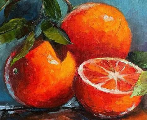 Watercolor Still Life Paintings, Kitchen Still Life, Fruit Artwork, Painting Food, Oil Painting Still Life, Still Life Pictures, Orange Painting, Fruit Painting, Tangerine Orange