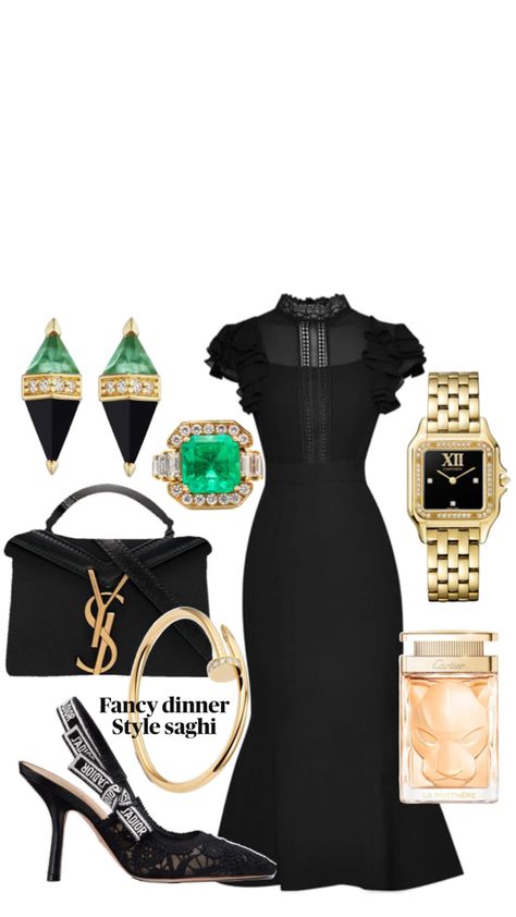 Smart Explore  Cartier SAINT LAURENT #explore #fashion #beutifulsthle #women Mafia Dress, Polyvore Dress, Dinner Night, Dressy Casual Outfits, Professional Outfits Women, Black Dress Formal, Dress Design Sketches, Casual Day Outfits, Capsule Outfits