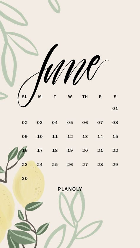 June Mobile Calendar -Planoly