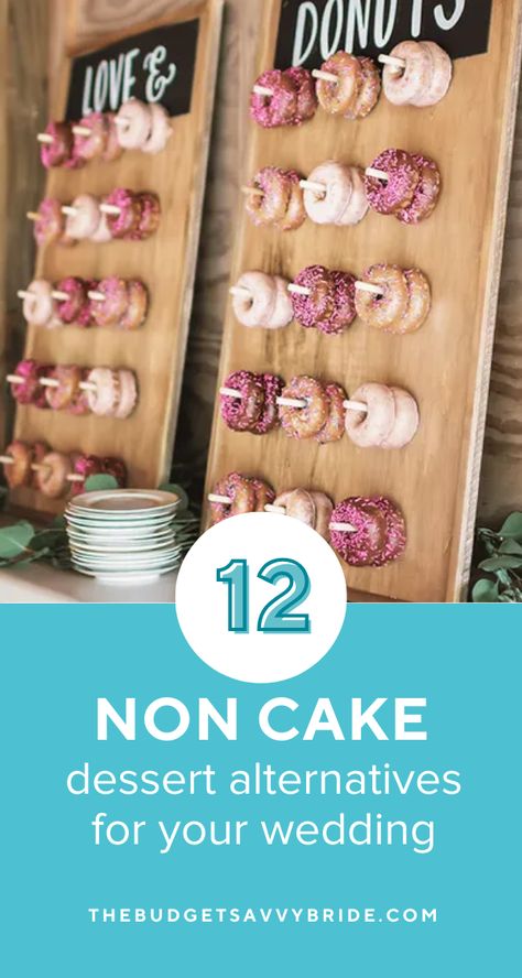 If you’re planning a wedding and not a big fan of cake, you’ve got options! Check out this list of delicious desserts that you can serve for your reception instead of cake! Wedding Cake Alternatives Cheap, Wedding Desserts Other Than Cake, Unique Wedding Desserts, Diy Wedding Desserts, Thrifty Wedding, Wedding Color Schemes Summer, Cake Alternatives, Wedding Cheesecake, Wedding Color Schemes Spring