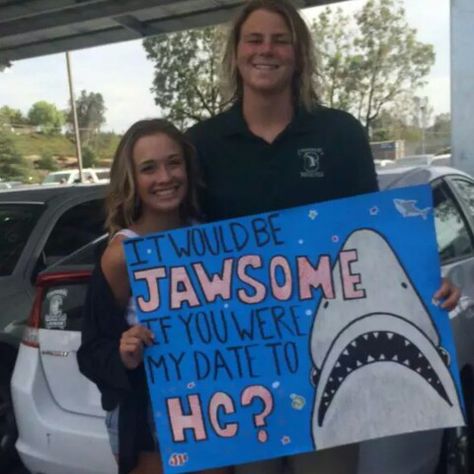 Promposal Dance Invite Shark Jaws Shark Costume Hoco Proposal, Fish Themed Promposal, Hoco Finna Be Lit Proposal Shark, Shark Themed Hoco Proposal, Dance Invite Ideas, Aquarium Promposal, Shark Homecoming Proposal, Shark Hoco Proposals Ideas, Shark Hoco Proposal