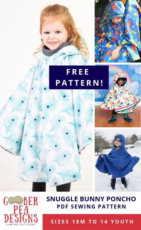 Free printable PDF sewing pattern for car seat poncho, no purchase/email sign up necessary, reversible option, easy to follow, beginner friendly. Digital sewing pattern. Size 18m to 14 youth, unisex, for babies / toddlers / kids. Carseat Poncho Pattern, Fleece Poncho Pattern, Kids Poncho Pattern, Hooded Poncho Pattern, Cape Bebe, Poncho Pattern Sewing, Toddler Poncho, Car Seat Poncho, Fleece Poncho