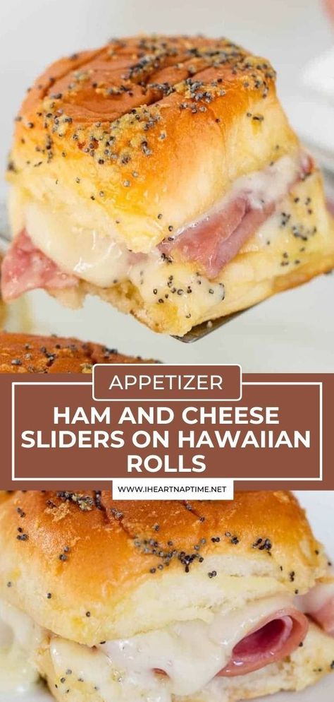 Sliders On Hawaiian Rolls, Sliders Recipes Hawaiian Rolls, Easy Slider Recipes, Ham Cheese Sliders, Hot Sandwiches, Ham And Cheese Sliders, I Lost 100 Pounds, Cheese Sliders, Kings Hawaiian