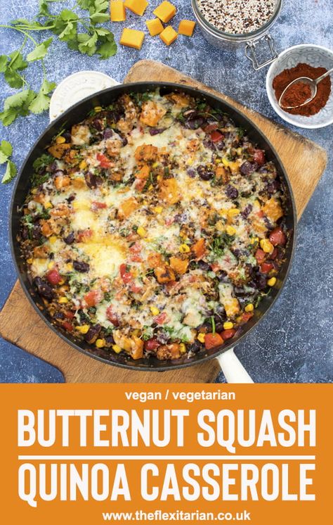 Butternut Squash Quinoa Casserole, Vegan Butternut Squash Casserole, Quinoa And Pumpkin Recipes, Quinoa Butternut Squash Recipes, Vegan Butternut Squash Recipes, Cozy Casseroles, Lean Recipes, Squash Quinoa, Butternut Squash Casserole