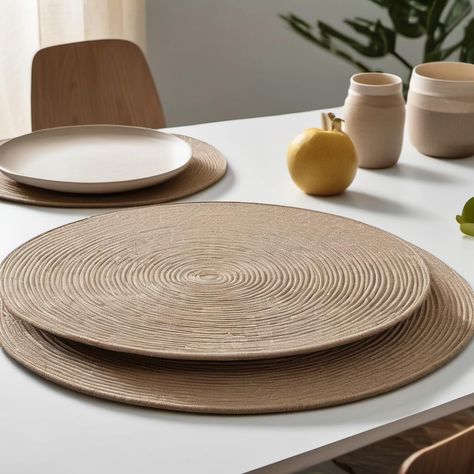 PRICES MAY VARY. Set of 2 High-Quality Table Mats: Elevate your dining table decor with this stylish set of two round placemats, crafted from premium materials for both durability and aesthetic appeal. Versatile Indoor Set: Perfect for both everyday use and special occasions, these table mats add a touch of sophistication to any kitchen or dining room setting. Elegant Round Design: The unique round shape of these placemats sets them apart, creating a visually appealing element that complements v Glass Dining Table Placemats, Round Placemats Ideas, Transitional Dining Table Decor, Table Runner And Placemats Dining Rooms, Napkin Table Setting, Dining Room Table Placemats, Placemats Ideas Dining Rooms, Circle Table Runner, Transitional Dining Table