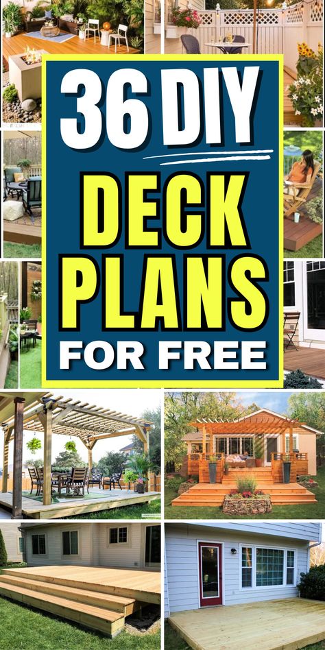 36 Budget-Friendly DIY Deck Plans You Can Try Small Deck To Patio Transition, Diy Backyard Deck Ideas, Diy Deck Ideas On A Budget, Simple Deck Ideas, Low Deck Designs, Backyard Deck Ideas On A Budget, Small Deck Designs, Back Deck Designs, Floating Deck Plans