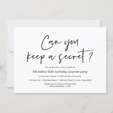 Surprise Birthday Party Celebration for $2.80 - Birthday Invitations Surprise Birthday Party Invitation, Suprise Birthday Invitation, Unique Birthday Invitation Ideas, Surprise 50th Birthday Party, Surprise 30th Birthday, Keep Secret, Suprise Birthday, 80 Birthday, Surprise Party Invitations