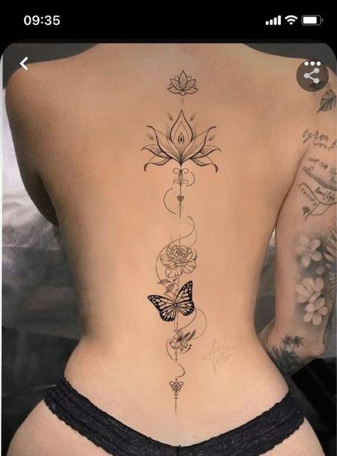 You know what's worse than having a messed up tattoo design on your skin forever? Getting called out about that epic fail online. Wolf Spine Tattoos For Women, Women Back Tattoos Butterfly, Butterfly Tattoo Down The Spine, Big Spine Tattoos, Butterfly Back Tattoos, Spine Tats For Women Unique, Back Tattoo Women With Butterflies, Spine Tattoo Butterfly, Back Tattoo Women Butterfly Spine