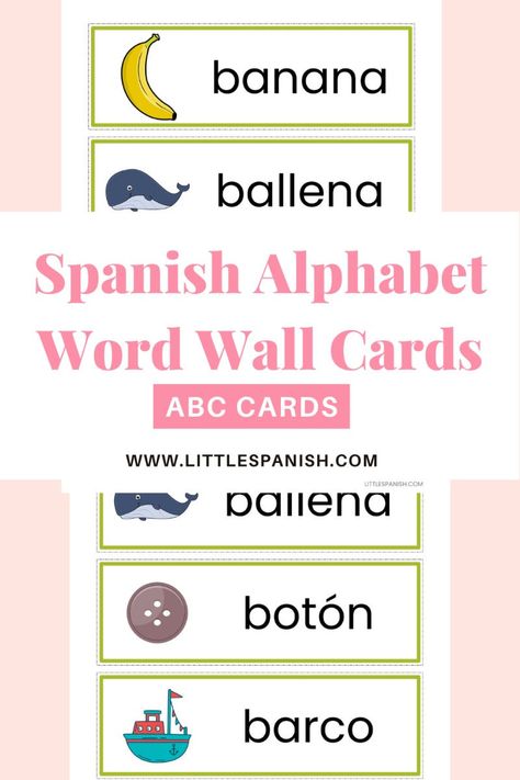 Educational Resources: Spanish Alphabet Word Wall Cards Abc Spanish, Alphabet Word Wall Cards, Animals In Spanish, Spanish Word Wall, Alphabet Word Wall, Alphabet Writing Worksheets, Abc Cards, Alphabet Worksheets Kindergarten, Alphabet Words