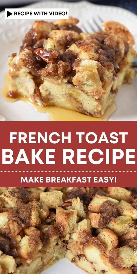 Make breakfast simple with an easy French toast casserole baked in one pan. You can make it ahead overnight or the same day. Topped with a cinnamon brown sugar topping, it's the best recipe to make breakfast or brunch for a crowd! French Toast Casserole Overnight Easy, Oven French Toast Casserole, Brunch Entrees, Brunch French Toast, Eggs Casserole, Easy French Toast Casserole, Vacation Breakfast, Overnight French Toast Recipe, Overnight French Toast Casserole