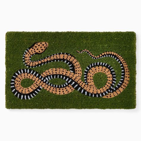 Serpent Doormat | West Elm Fun Kitchen Rug, Snake Decor Home, Cool Welcome Mats, Cute Door Mat, Fun Door Mats, Colorful Doormat, Unique Doormat, Snake Decor, Door Mats Outdoor