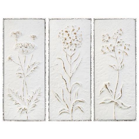 Metal Wall Art Panels, Metal Flower Wall Art, Raz Imports, Cream Walls, Embossed Metal, Panel Wall, Panel Wall Art, Farmhouse Style Decorating, Flower Wall Decor