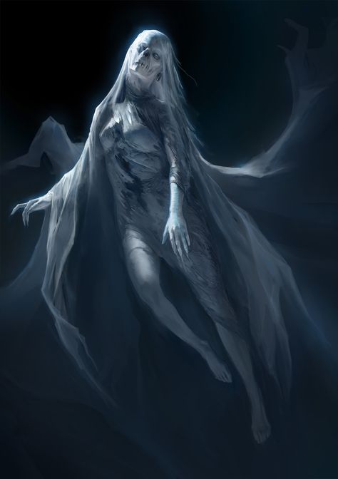 Ghostly,  on ArtStation at https://www.artstation.com/artwork/98NGBQ Fantasy Ghost Art, Fantasy Ghost, Water Ghost, The Nights, Concept Artist, Doing Something, Fantasy World, To Draw, Fantasy Art