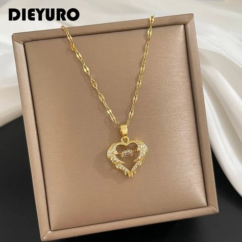 Smarter Shopping, Better Living! Aliexpress.com Small Heart Necklace, Phoenix Pendant, Heart With Wings, Cold Style, Heart Pendant Gold, Vintage Punk, Luxury Necklace, Long Pendant Necklace, Long Pendant