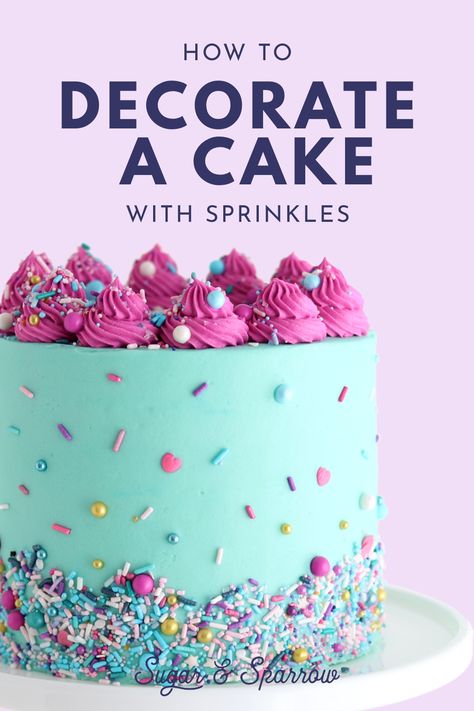 Learn how to add sprinkles to your layer cakes using two different methods and pretty sprinkles by Sprinkle Pop | Sugar & Sparrow | #cakebasics #sugarandsparrow #sprinklecake #sprinklecakes #sprinkles #partycakes #cakeideas #cakedecorating #caketutorials #cake #cakes #layercakes Cake Ideas For Moms Birthday, Ideas For Moms Birthday, Nail Ideas For Winter Simple, Nail Ideas For Winter, Rainbow Sprinkle Cakes, Cake With Sprinkles, Birthday 13, Sprinkles Birthday Cake, Decorate Cake