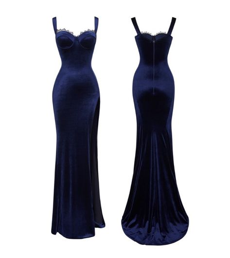 SHEIN Velvet Long Dress Shein Prom Dress, Velvet Blue Dress, Navy Blue Evening Gown, Velvet Long Dress, Navy Blue Velvet Dress, Blue Evening Gowns, Velvet Dress Long, Blue Velvet Dress, Navy Blue Velvet