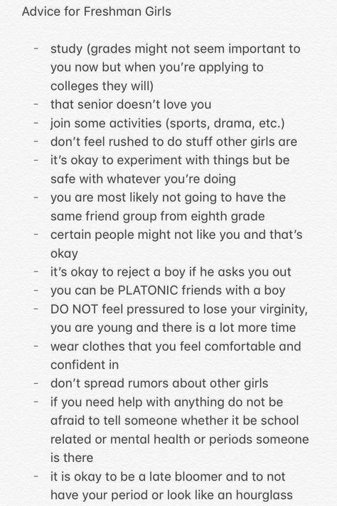 Advice for Freshman Girls (pt. 1/2) Advice For High School Freshman, Tips For Highschool Girls, Highschool Freshman School Supplies List, Freshman Advice Highschool, High School Tips For Girls Freshman Year, Highschool Tips Freshman, High School Advice Freshman, Freshmen Tips High School, Tips For Highschool Freshman