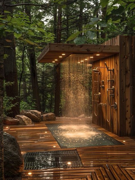 Bank Layout, Awesome Decks, Outdoor Showers, Outdoor Bathroom Design, Garden Shower, Outdoor Bath, Outdoor Sauna, Cottage Ideas, River Bank