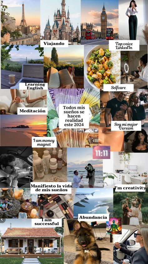 money manifestation Collage Vision Board Ideas, Dinero Vision Board, Latina Vision Board, Vision Board Ideas Travel, Vision Board Ideas Love, Vision Board 2024, Visual Board Ideas, Ideas De Vision Board, Vision Board 2025