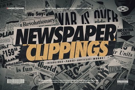 Newspaper Clippings by Indieground Design Inc. on @creativemarket Newspaper Aesthetic Poster, Ripped Newspaper Aesthetic, Newspaper Pubmat, Newspaper Overlay, Object Typography, News Overlay, Typography History, Paper Cut Out Design, Message Aesthetic