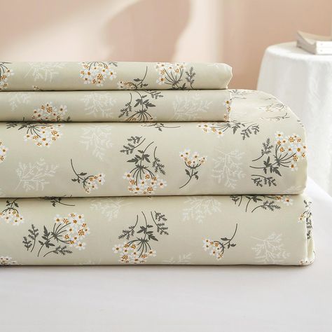 PRICES MAY VARY. EXTRA FIT - beige floral sheet set was made of 100% washed microfiber material,which offers strength and durability with exceptional softness.Experience the ultimate comfort and soft touch with our bed sheets, sleep better and wake up each morning feeling refreshed,this washed microfiber sheets is stronger than cotton with ultra-tight knit,these luxury floral bed sheets won't rip or tear after washing.keep you cool,comfortable,and breathable in all seasons. 4 PIECE SHEET SET - E Floral Sheets, Soft Sheets, Bed Sheets Set, Deep Pocket Sheets, King Sheets, Bed Sheets, 3 Piece, Bed, Floral