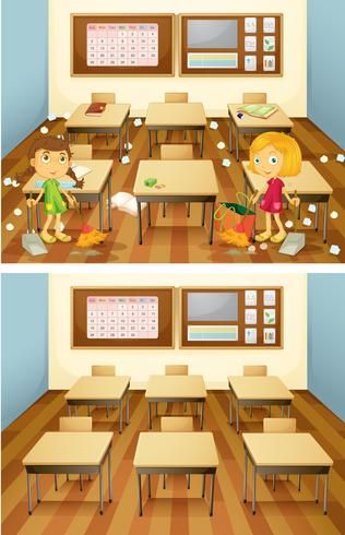 Students cleaning classroom set Cleaning Classroom, Student Cleaning, Clean Classroom, School Kids Crafts, Templates Business, Classroom Setting, School Posters, Cute Doodles Drawings, Infographic Templates