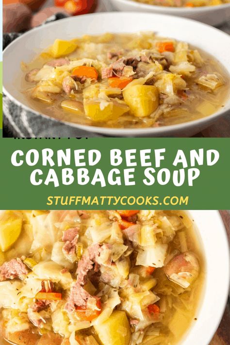 Corn Beef Soup Recipes, Leftover Corned Beef And Cabbage, Corned Beef And Cabbage Soup, Stewed Cabbage, Corned Beef Soup, Beef And Cabbage Soup, Corn Beef And Cabbage Soup, Cabbage Potato Soup, Cabbage Soup Recipe