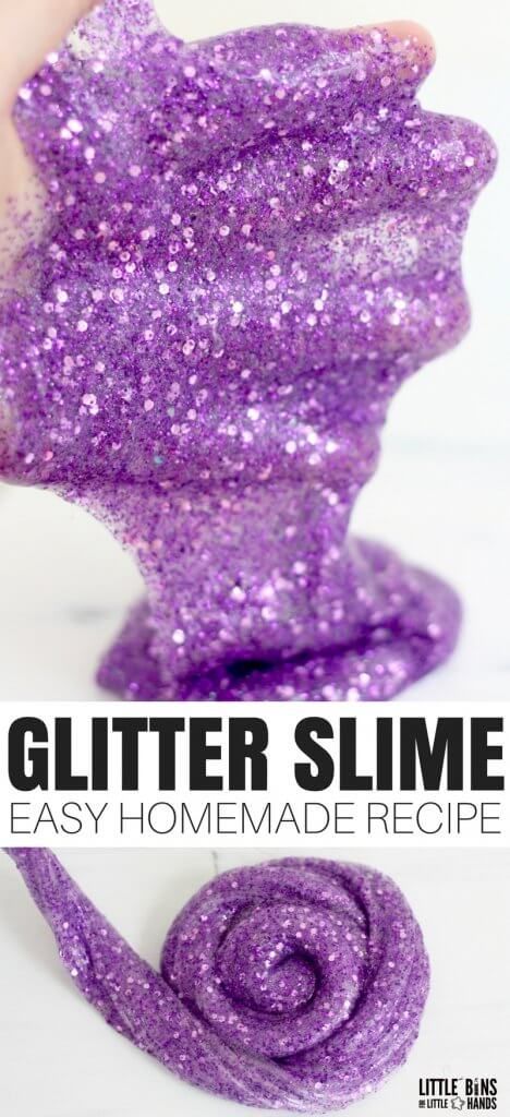 Diy Putty, Messy Science, Sparkle Slime, Glitter Slime Recipe, Purple Slime, Ultimate Slime, Homemade Glitter, Cool Slime Recipes, Homemade Slime Recipe