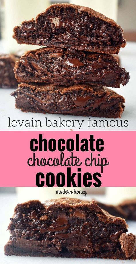 Levain Cookie Recipe, Copycat Cookies, Double Chocolate Chip Cookie Recipe, Double Chocolate Chip Cookie, Chocolate Chocolate Chip Cookies, Dark Chocolate Chip Cookies, Levain Bakery, Double Chocolate Chip Cookies, Chocolate Chip Cookie Recipe